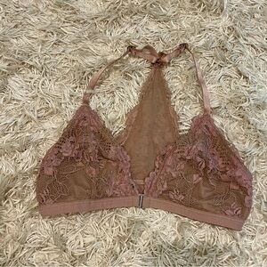 Abercrombie & Fitch Rose Pink Floral Lace Bra Size Small